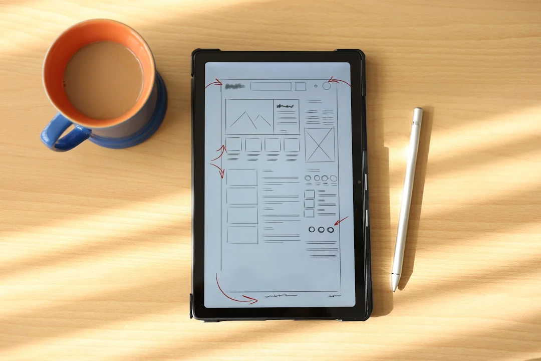 Un espace de travail élégant avec un ordinateur portable et des écrans affichant un logiciel de conception.
